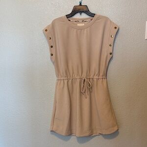 Umgee Tan Mini Dress with Button Accents